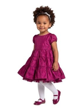 Lindex Girls Fuchsia Tiered Ruffle Tulle Special Occasion Party Dress Size 2T